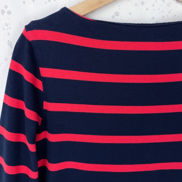 L.L. Bean Striped Mariner Dress 8 Nautical Boatneck - Picture 8 of 12